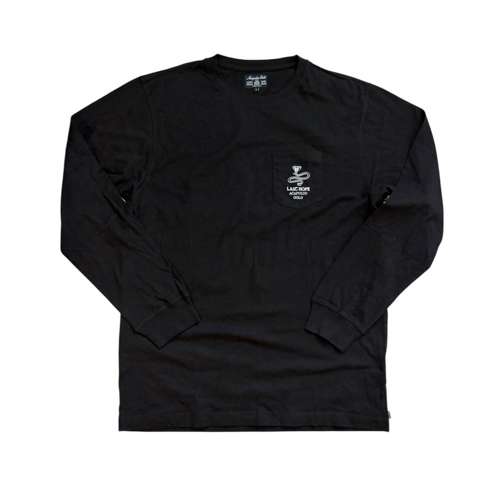 Acapulco Gold LAST HOPE Snake Skull Bones Black Longleeve Shirt Men LARGE NWOT - Picture 2 of 7